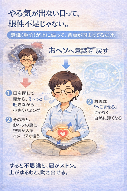 　おヘソに優しい言葉かけてね　しっかり軸を作ってくれる大事な場所